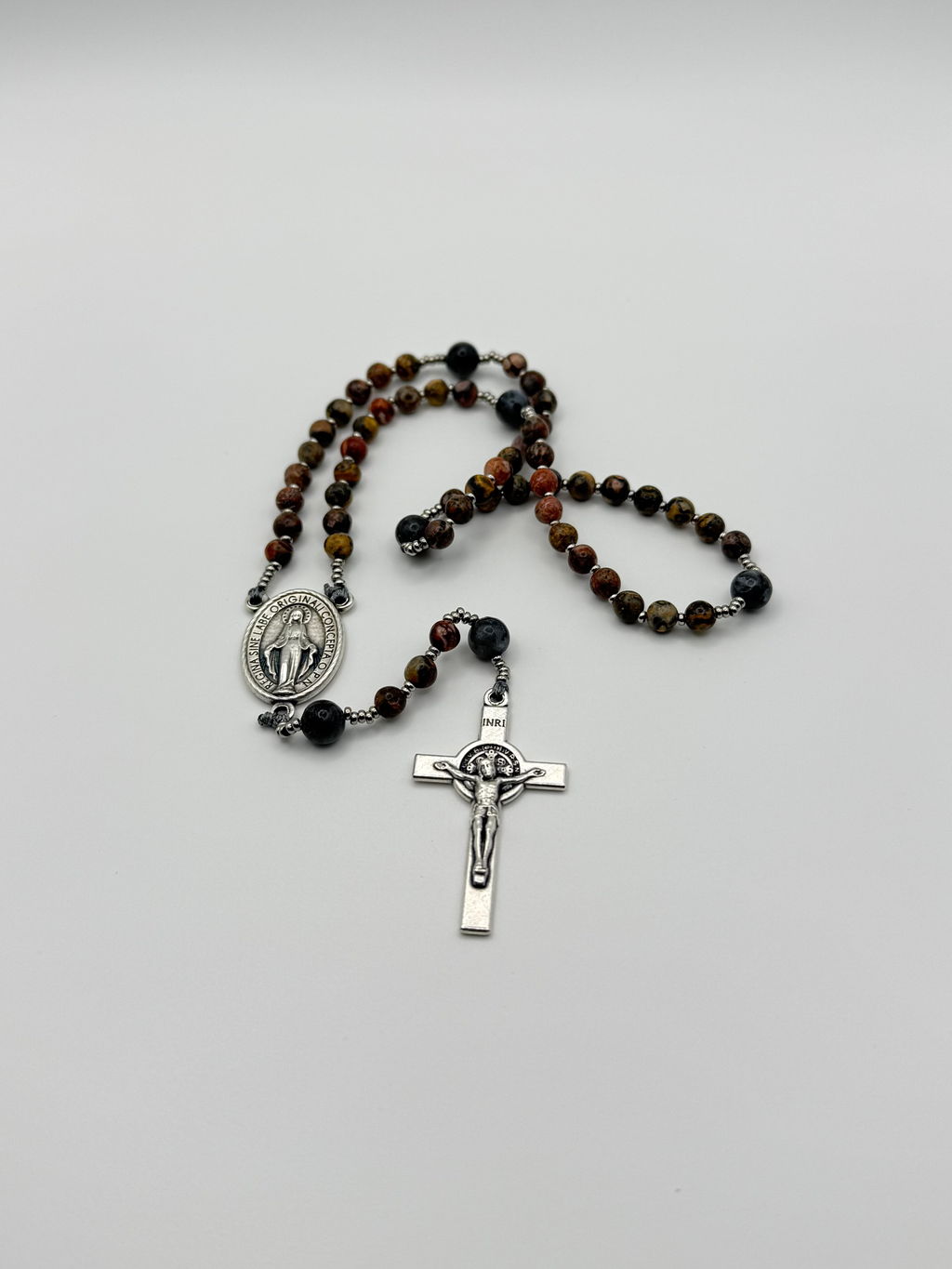 Red Leopard Jasper & Black Larvikite (Mini)