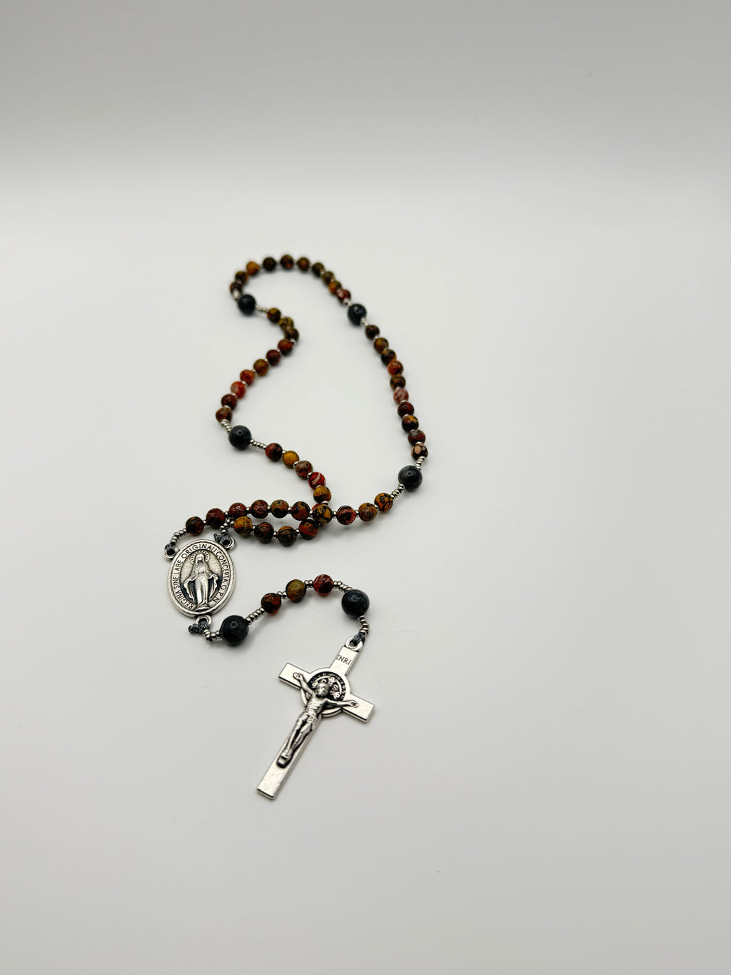 Red Leopard Jasper & Black Larvikite (Mini)
