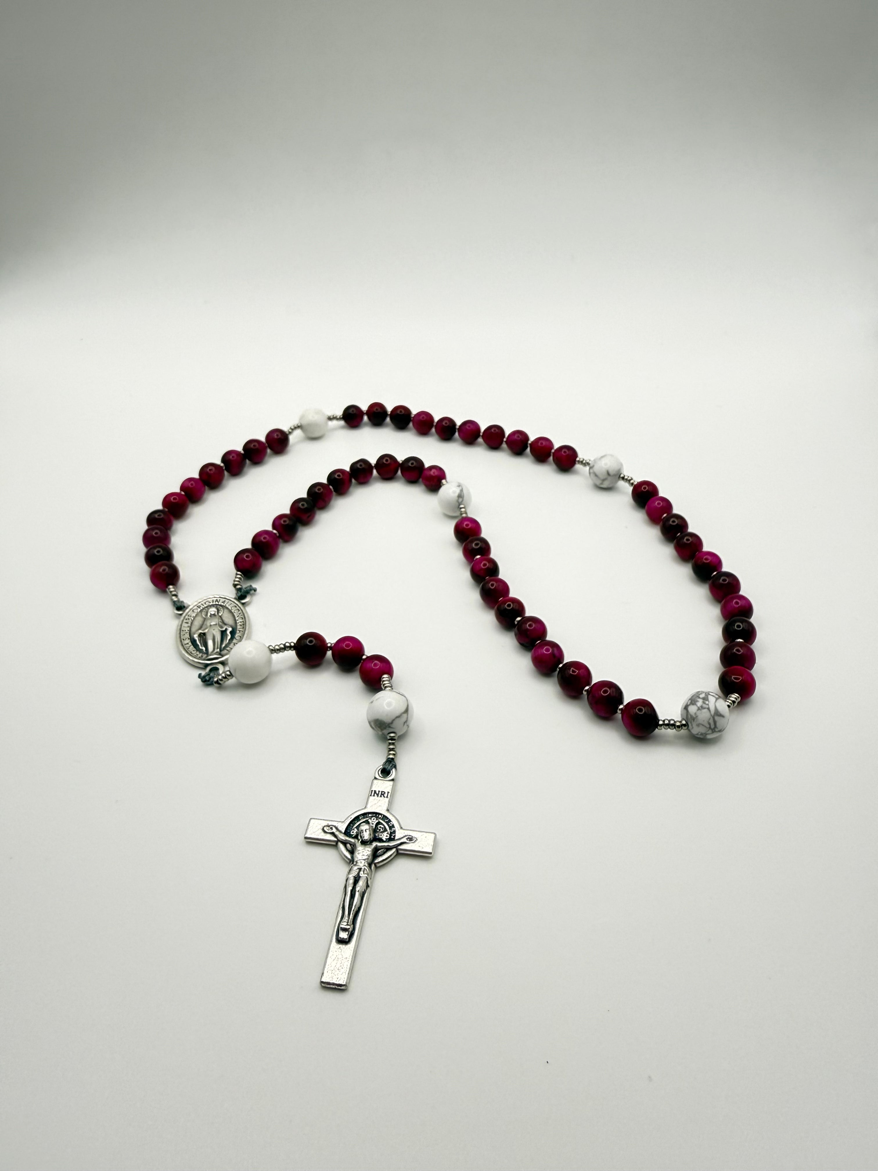 Rose Tiger's Eye & White Howlite (Medium)
