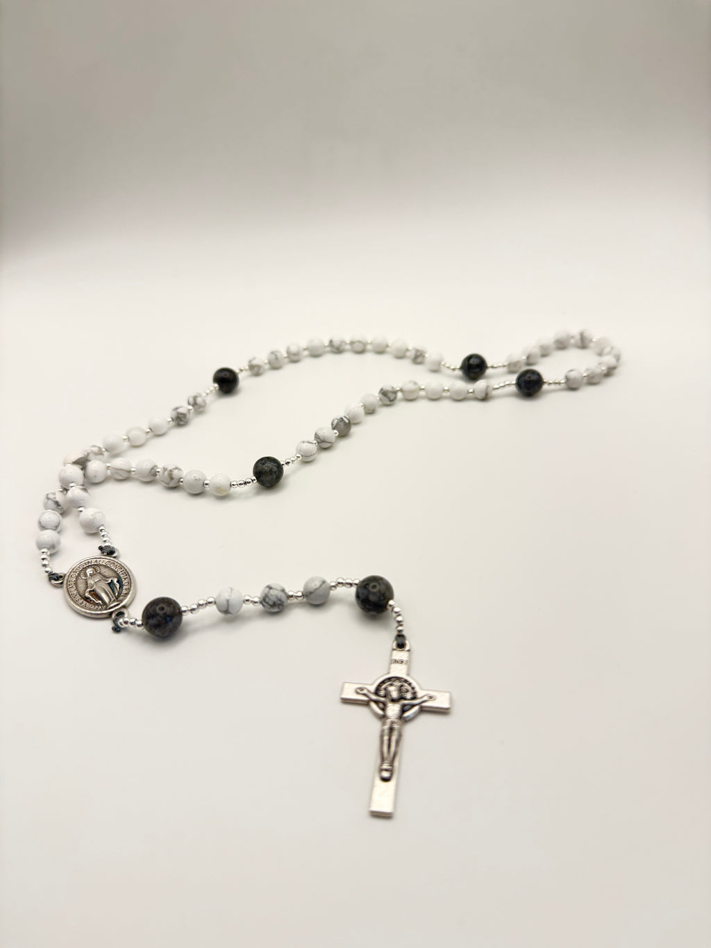 White Howlite & Black Larvikite (Large)