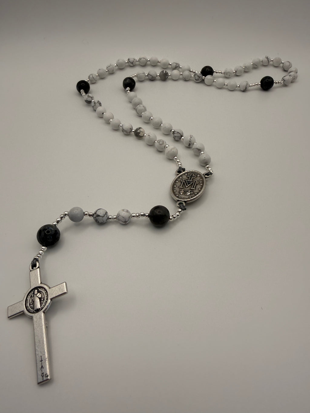 White Howlite & Black Larvikite (Large)