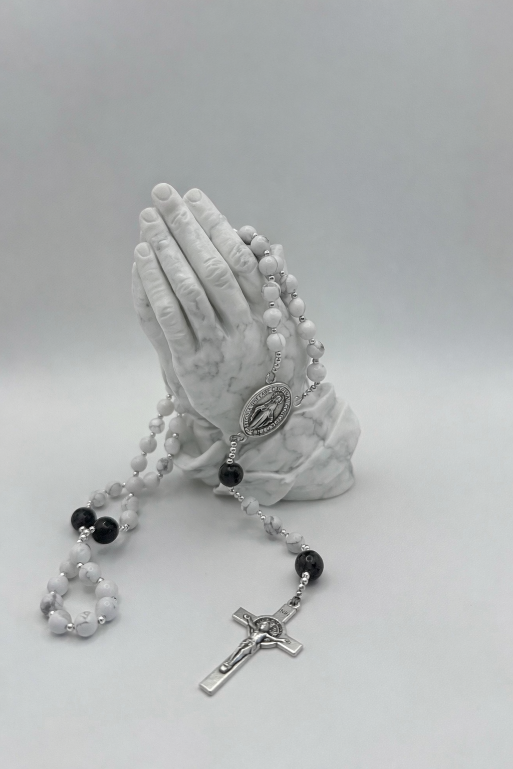 White Howlite & Black Larvikite (Large)